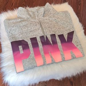 pink : victoria's secret grey quarter zip (M)